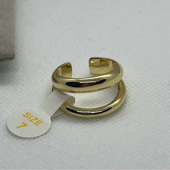 Loren Stewart x Curateur Deux Open Band Gold Plated Ring size 7 New - Picture 2 of 5